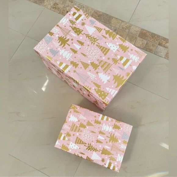 Set of 2 Pink Christmas Gift Boxes - Picture 2 of 9